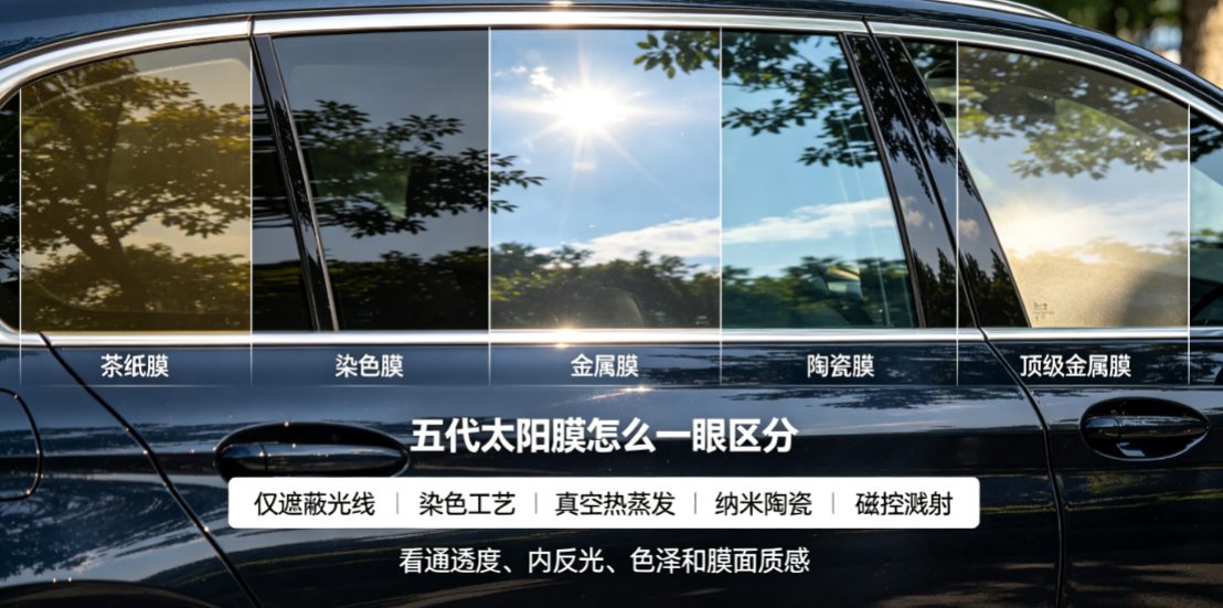 你的汽车窗膜是哪一代？从染色膜到磁控溅射，五代隔热膜技术全解析