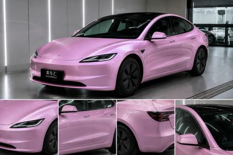 紫丁香落在车身上，Model 3多了一份温柔质感