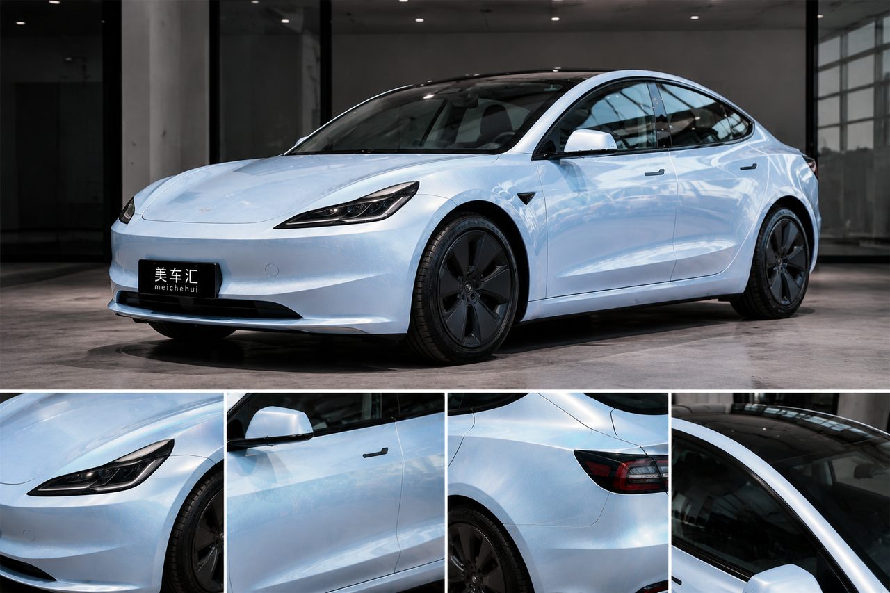 担心蓝色会显廉价？Model3实拍马卡龙爵士蓝，比想象中高级很多