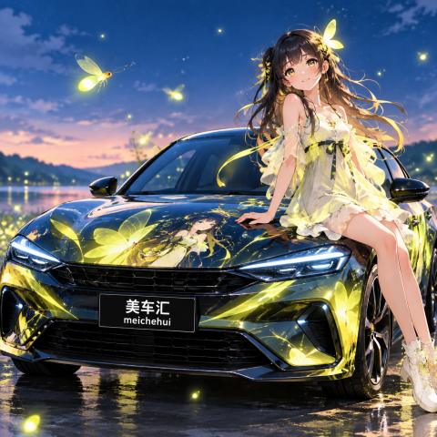 萤火虫女孩风格汽车彩绘