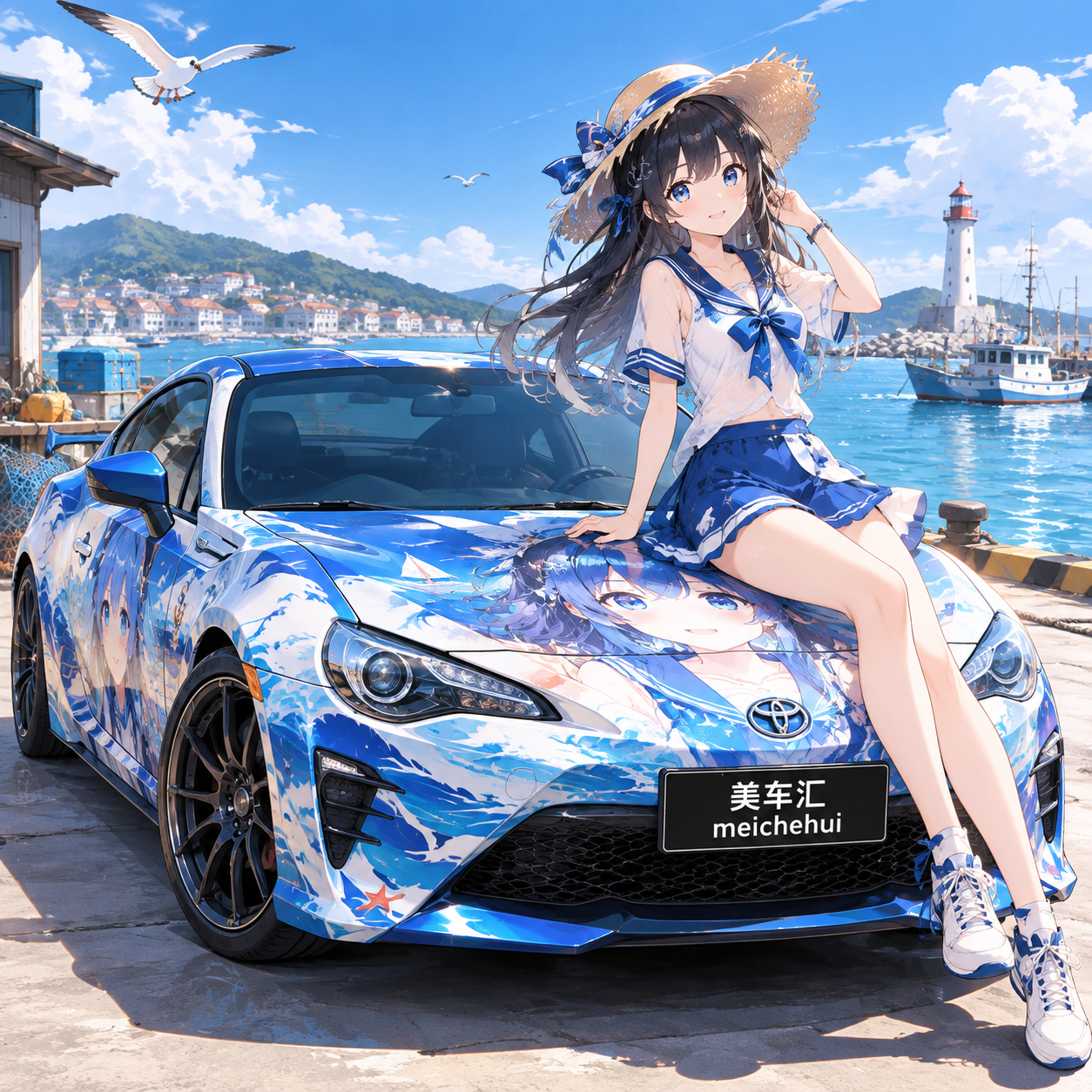 二次元·夏日渔港少女风格