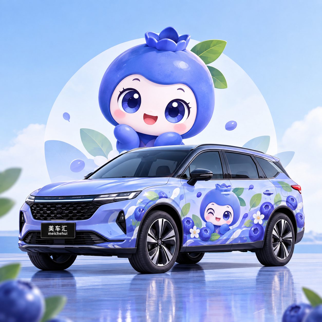蓝莓精灵莓莓吉祥物风格