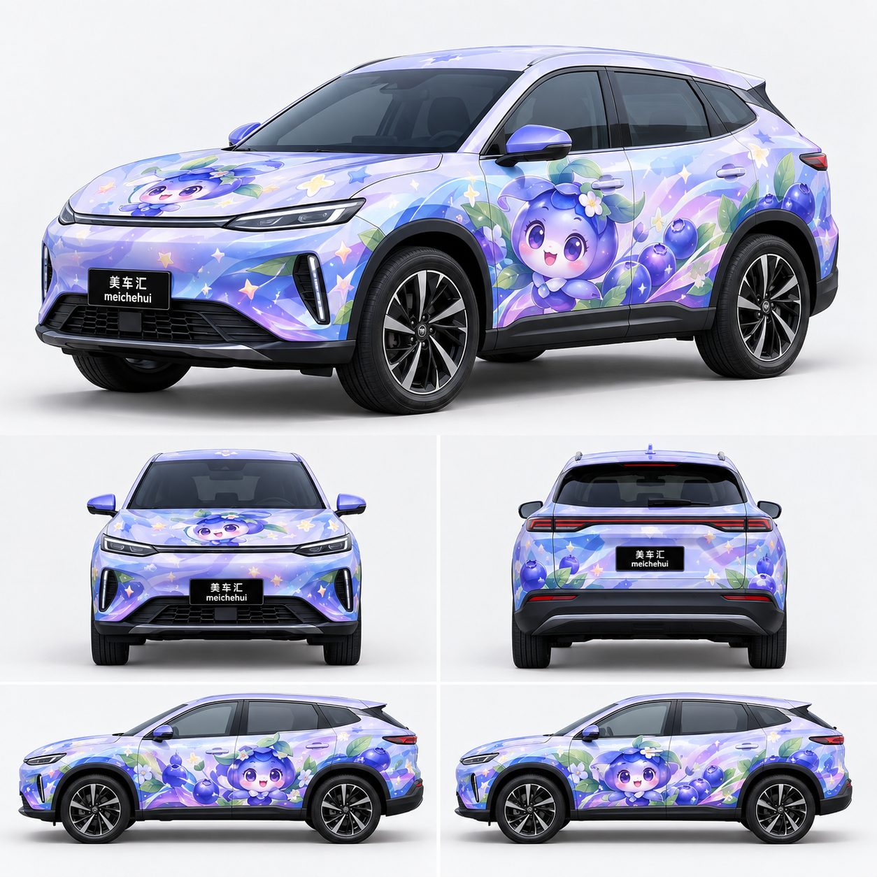 蓝莓精灵莓莓吉祥物风格汽车彩绘