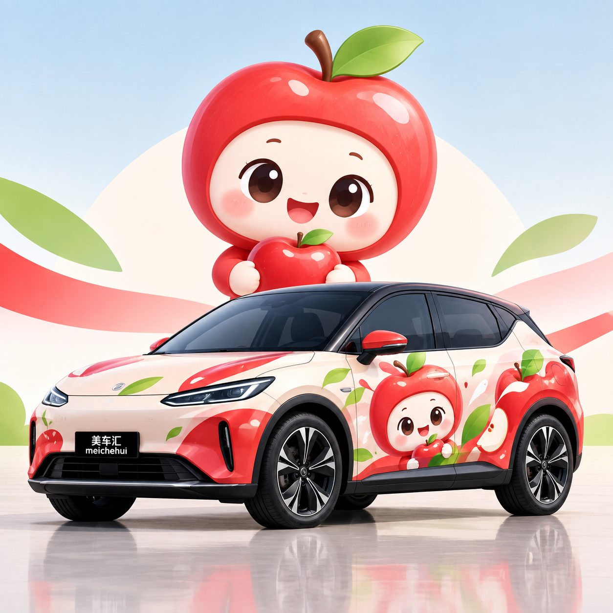 苹果精灵红红吉祥物风格