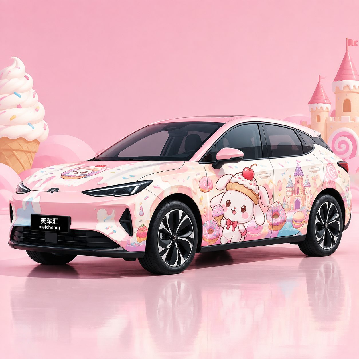 甜品乐园潮玩风格汽车彩绘